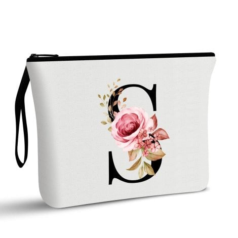 Customized makeup bag with alphabetic designs, perfect gift for mom, best friend, bride, or bridesmaid (small size).