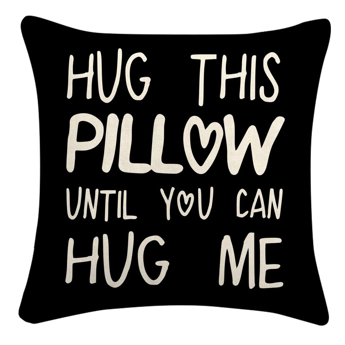 Sufamb Hug This Pillow Until You Can Hug Me Throw Pillow Covers Decor, 18'' x 18'' Pillow case, Boyfriend Girlfriend Birthday Gifts，Long Distance Relationships Gifts， Valentine's Day Gifts (Black)