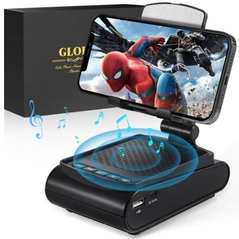 “Awesome Tech Combo: Wireless Speaker Phone Stand, the Perfect Gift for Dads, Husbands, and Men!”