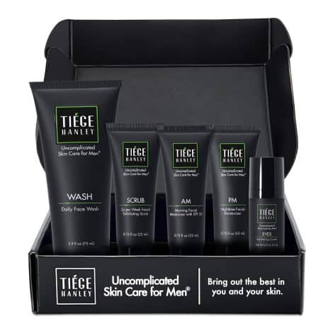 Tiege Hanley Men’s Skincare Set – Level up your skin routine with face wash, scrub, moisturizer, and eye cream.