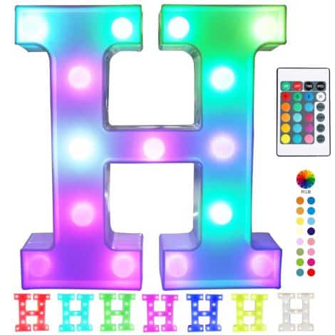 Colorful LED Marquee Letter Lights with Remote – Light up signs for parties and home decoration.