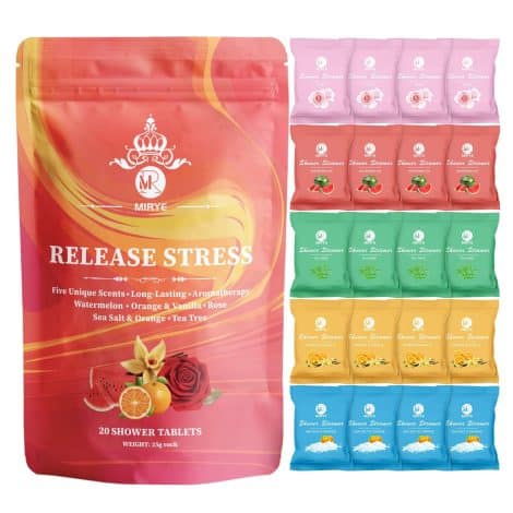 20-pack of MR Shower Steamers Aromatherapy: Gift women organic watermelon, orange/vanilla, sea salt/orange, rose, tea tree. Perfect gift! Gift baskets available too.