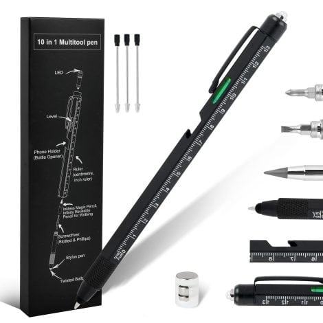 Unique and practical 10-in-1 multitool pen, perfect as a Christmas gift for your dad or any man.