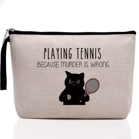 Tennis-themed makeup bag, perfect for tennis lovers, coaches, teams, birthdays, graduations, and best friend gifting.