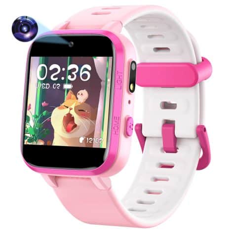 Pink Butele Kids Games Smartwatch MP3 Music Watch, 16 Games, Alarm, Camera – Perfect Gift for Boys/Girls 4-16.