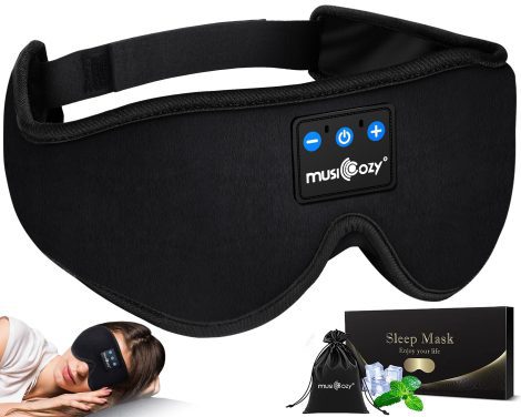 Wireless Bluetooth eye mask with headphone for sleeping, perfect for side sleepers and travelers, a great gift.