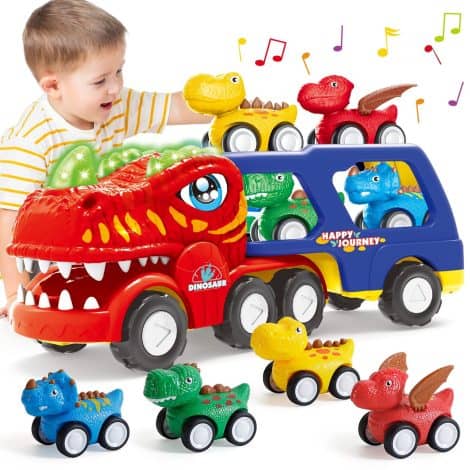 “SEPHIX Dino Trucks Set – Fun 5-Piece Monster Cars for Toddlers, Perfect Christmas or Birthday Gifts!”