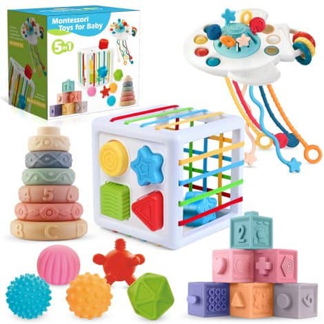 “Versatile Developmental Toys for Babies, Including Teething, Sensory, Stacking, and Building Activities, Ideal Gift for Growing Baby”