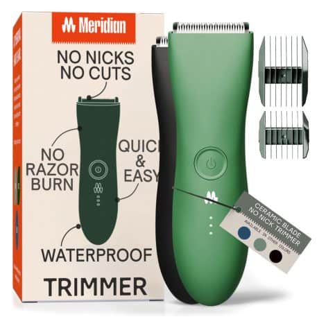 Meridian Sage Waterproof Manscaper – the ultimate grooming tool for men to trim body and pubic hair.