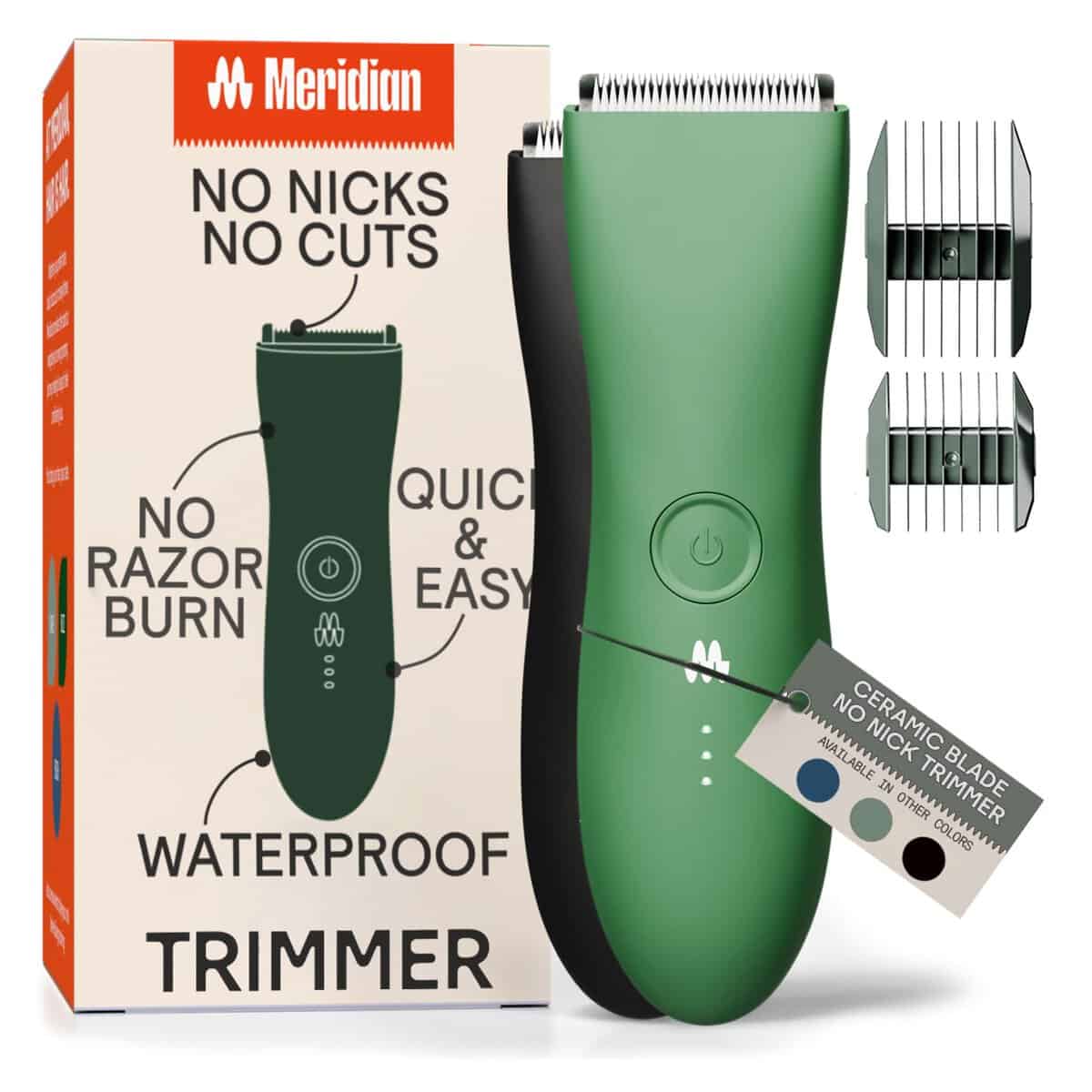 MERIDIAN Original Ball Trimmer Men, Body Hair Trimmer Men, Ball Shaver Men, Pubic Hair Trimmer Men, Body Shaver Men, Body Trimmer for Men, Body Groomer for Men, Manscape Waterproof with Meridian Sage