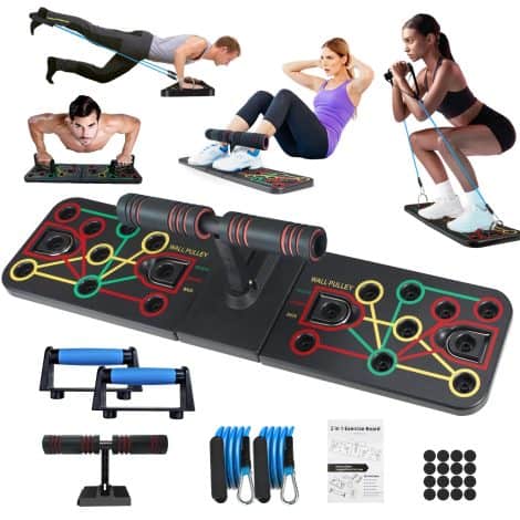 Emurdyon On-The-Go Fitness Set: Push-Up Board, Pilates Gear & 20 Accessories – Get Fit Anywhere, Perfect Gift for Him.