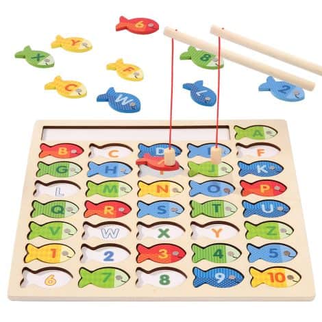 Diaodey Fishing Game: Wood Magnetic Toy for Kids, Learn ABC, Numbers, and Motor Skills. Perfect Christmas Gift!