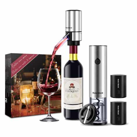 Electric Wine Opener Set: Roter Mond Automatic opener with decanter, foil cutter, stoppers – Perfect 5-in-1 wine gift for celebrations!