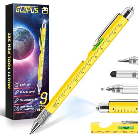 GLOPUS 9-in-1 multitool pen: Perfect stocking stuffer for men; ideal Christmas, birthday or Father’s Day gift.