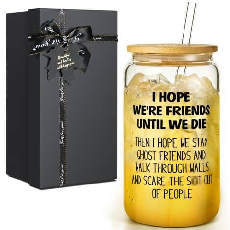 Funny Personalized 16oz Glass Cup – Perfect Friendship Gift for Best Friend, BFF, or Bestie – Ideal for Birthdays, Christmas, and more!