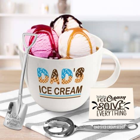 Dad’s Ice Cream Bowl and Scoop: The perfect gift for Father’s Day, birthdays, or Christmas from his daughter.