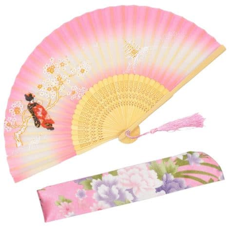 Silk fan for women, OMyTea Hand Fan, comes with a protective sleeve – perfect gift with vintage charm!