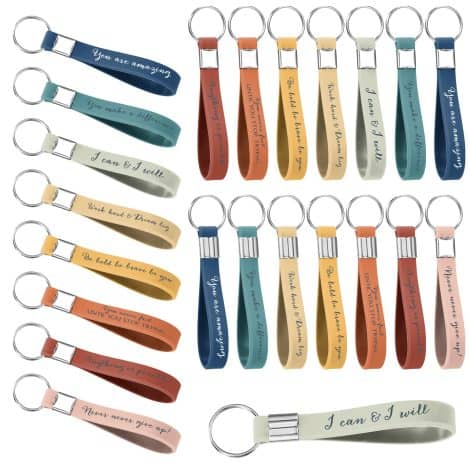 Fumete 24-Piece Inspiring Keychain Set – Great Teacher Appreciation Gift with Motivational Quotes (Vibrant Colors)