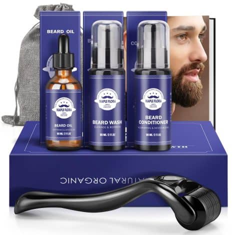 Maple Flora Beard Care Set – Complete grooming package for men’s facial hair, perfect for Christmas gifts.