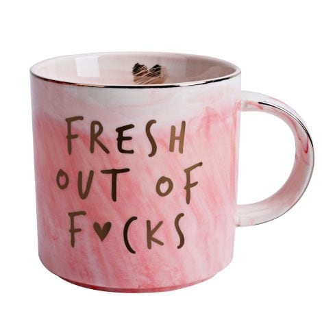 Humorous Pink Marble Mug: Perfect Sarcastic Gift for Women, Friends, Coworkers – Fresh Out Of 11.5oz