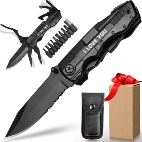 ZAVIT “I LOVE YOU” Multitool Knife – Perfect anniversary, Christmas, Valentine’s Day or birthday gift for boyfriend/husband!