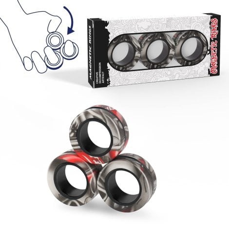 Finger Rock 3PCS Magnetic Rings Fidget Toy Set – Improve focus and relax with this fun, anxiety-relieving gadget. Perfect for all ages!