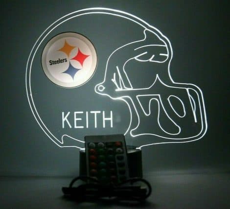 Customize your own American Pro Football Helmet Night Light with free personalization – 16 colors, remote included.