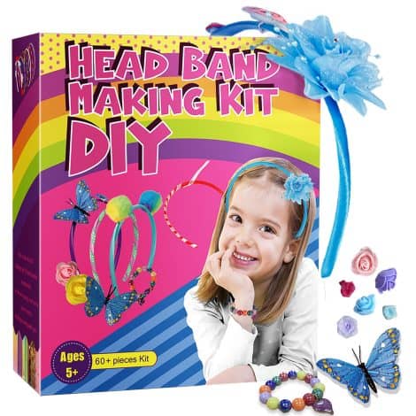 Girls’ DIY Headband Kit: Create trendy headbands! Perfect arts and crafts gift for ages 5-12. Ideal Christmas present.