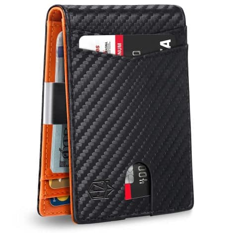 Zitahli Slim Wallet for Men – Sleek, RFID-protected leather wallet with 12 card slots, ID window, and money clip. Perfect gift for Dad’s birthday or Christmas.