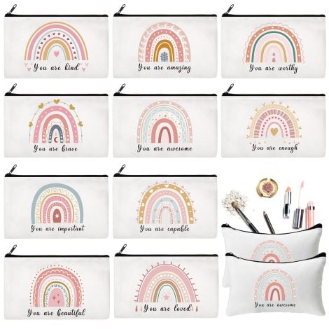 Colorful Rainbow Makeup Bags – Perfect for Women, Ideal Inspirational Gift, with 20 Pieces in Bulk.