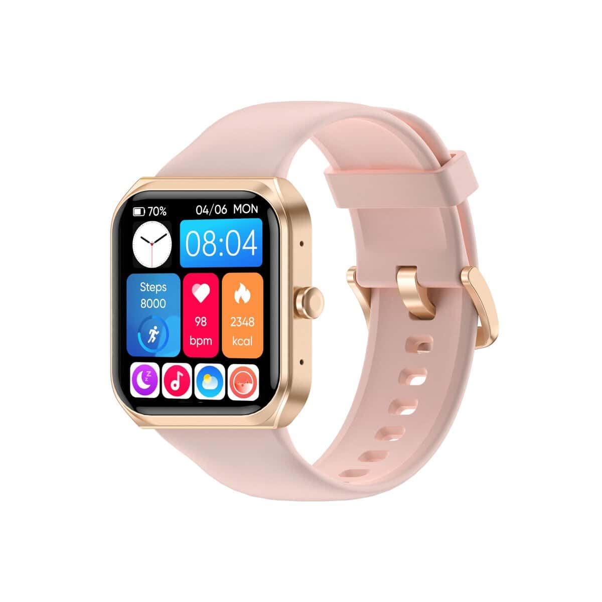 MXQ Fitness Smart Watch for Women Men Android iOS iPhone, 1.91” Large Screen Rose Gold Aluminum Case with Pink Sport Band, Sleep Tracker, Text and Call, Heart Rate, Blood Oxygen, IP68 Waterproof