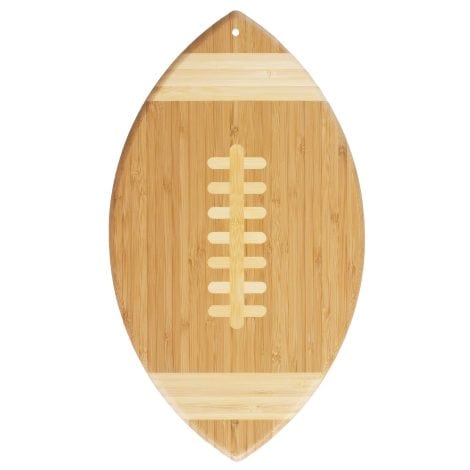 Football-inspired bamboo cutting board and charcuterie board, perfect for football fans – makes an awesome gift!