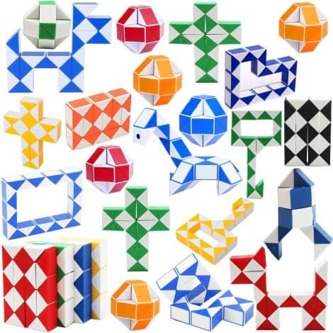 A bundle of 24 Fidget Snake Cubes, perfect for kids and teens as party favors or rewards.