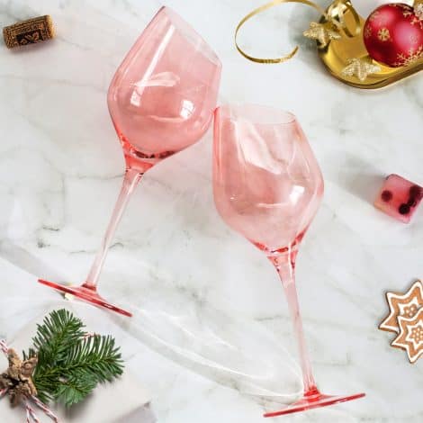 Elegant Pair of Pink Wine Glasses – Perfect Gift Idea – Chic Glassware for Holiday Table