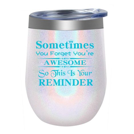 Humorous presents for women who are your closest friends, family, or colleagues – 12oz wine tumbler mug.