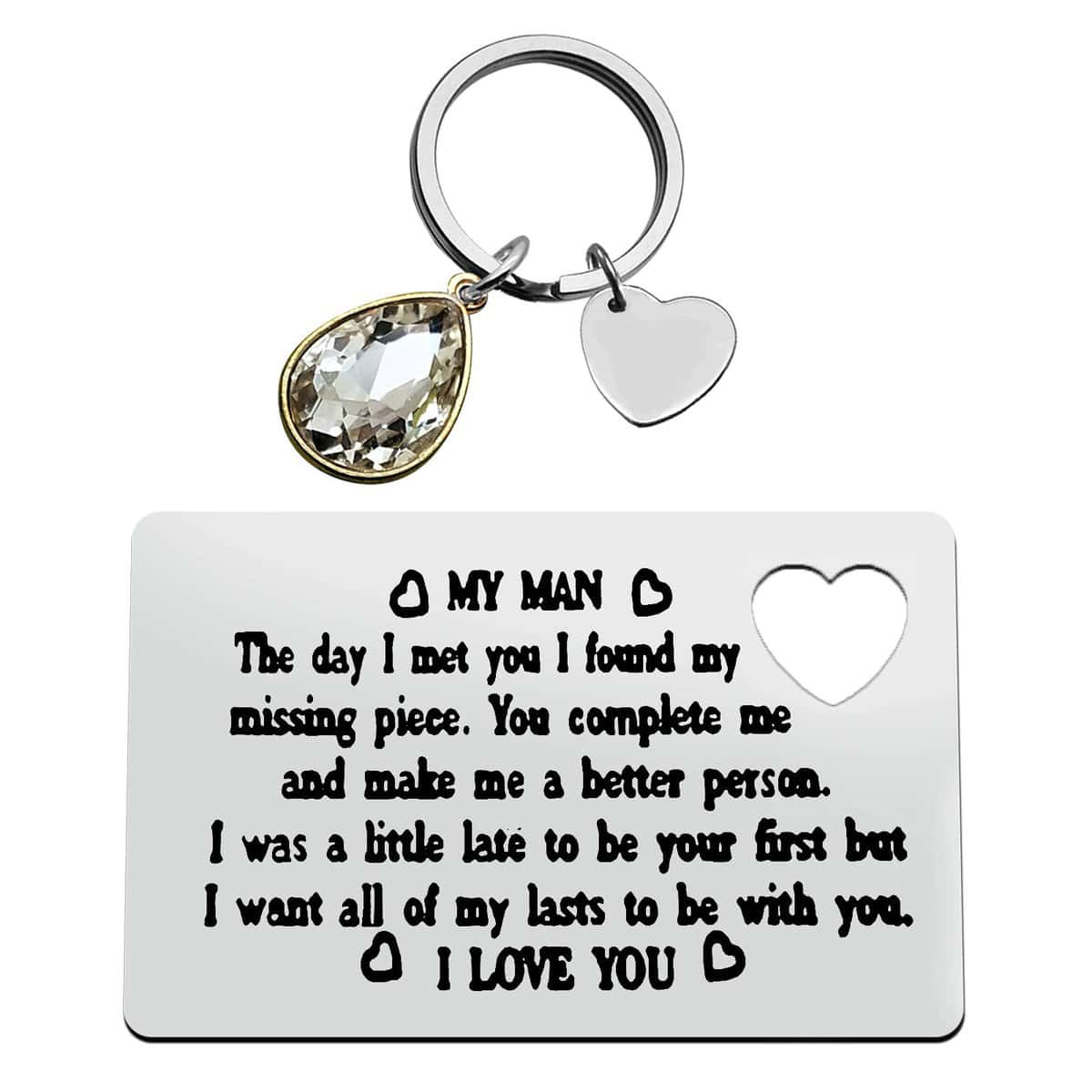 Engraved Wallet Insert Card for Husband Valentines Gift Couple Gifts To My Man Card Keychain Husband Gifts from Wife I Love You Gifts for Husband Boyfriend Christmas Anniversary Birthday Gifts for Men