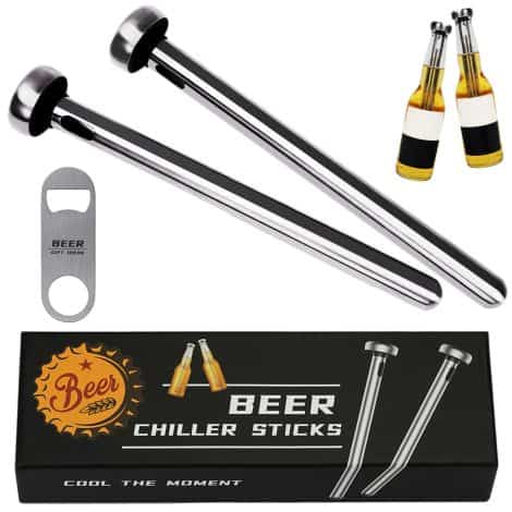 Cool and Unique Beer Gifts for Men – 2 Beer Chiller Sticks with Bottle Opener, Perfect Stocking Stuffers.