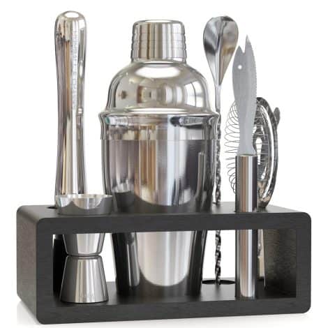 Silver Highball & Chaser Cocktail Shaker Set: Complete mixology kit for your home bar, including recipe e-book.