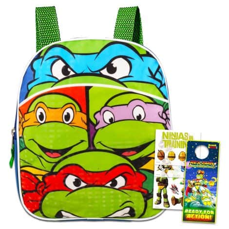 TMNT Mini Backpack Bundle for kids – Includes 11″ backpack, stickers, and extra goodies for school. Suitable for preschool!