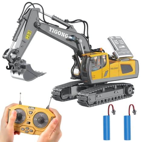 PREPOP Remote Control Excavator Toy for Boys aged 6-12, top choice for birthday presents, with realistic features and easy controls.