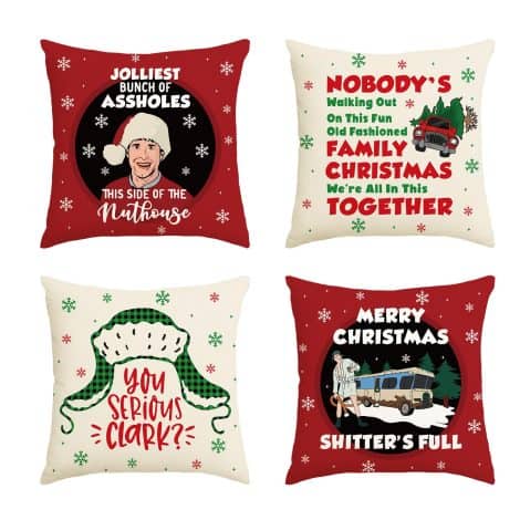 Hilarious Griswold-themed Christmas decor: National Lampoon’s Vacation Pillow Covers, 18×18 Inch, perfect for a farmhouse Xmas!