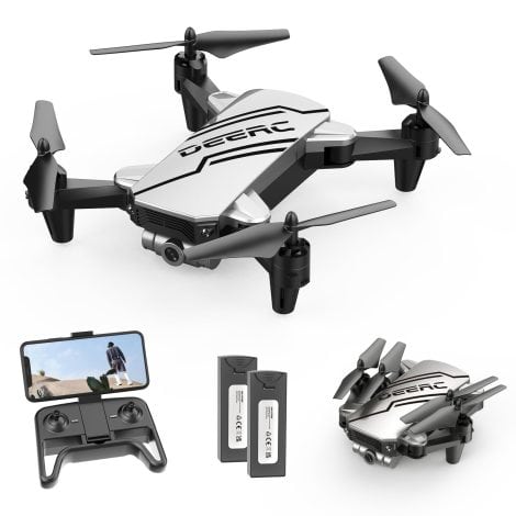 Silver DEERC D20 Mini Drone with 720P HD FPV Camera, perfect remote control toy gift for kids.