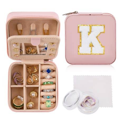 Ulico Petite Travel Jewelry Case – Compact Jewelry Organizer with Mirror, Ideal for Traveling or Gifting.