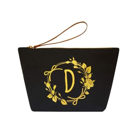 StylishPark Customized Birthday Gifts for Women, Personalized Monogrammed Black Makeup Bag, Perfect for Bridesmaids and Weddings.