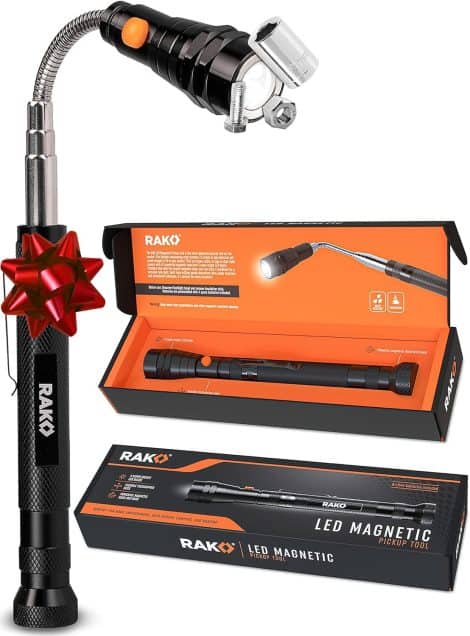 RAK Magnetic Pickup Tool – Perfect holiday presents for men! Illuminate and reach tight spaces. Amazing gadget stocking stuffers!