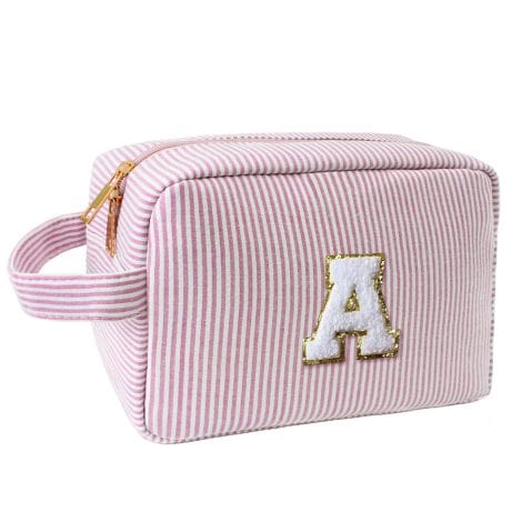 Aganmi Aesthetic Pink Makeup Bag, Personalized for Women, Perfect Christmas Gift for Teen Girls and Friends.