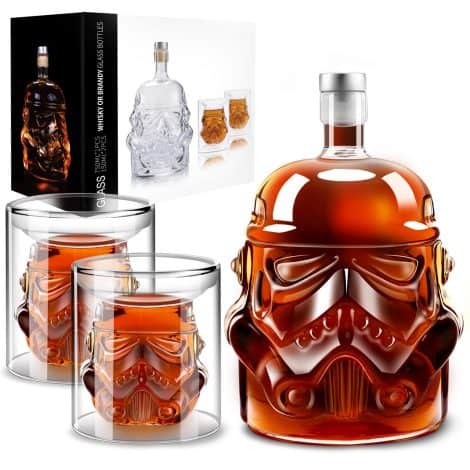 Innovative see-through Whiskey Set: Includes a stylish decanter, 2 glasses (150ml), perfect for gifting Dad, Husband, or Boyfriend.