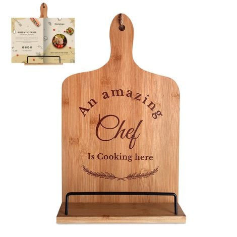 Stylish cookbook stand for your kitchen counter, a perfect gift for men and women who love cooking.