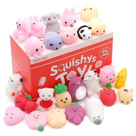 25 adorable mini squishy toys perfect for Easter baskets and gifts, ideal for kids, teens, and adults.