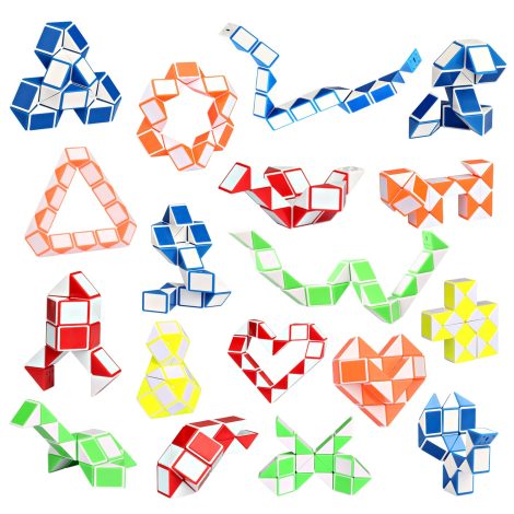 Ganowo 18 Pack Mini Twist Puzzle Snake Cubes – Fun party favors and stocking stuffers, great for kids and teens.